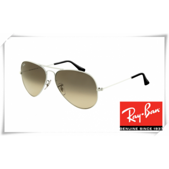 Ray Ban RB3025 Aviator Sunglasses White Frame Gray Gradient Lens