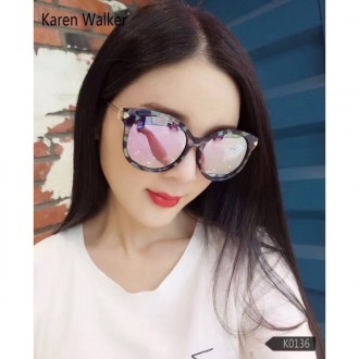 Karen Walker Round Sunglasses 0136 With Light Blue Black Havana Shiny Black