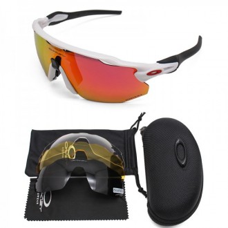 Oakley 2.0 radar ev sunglasses white frame red logo